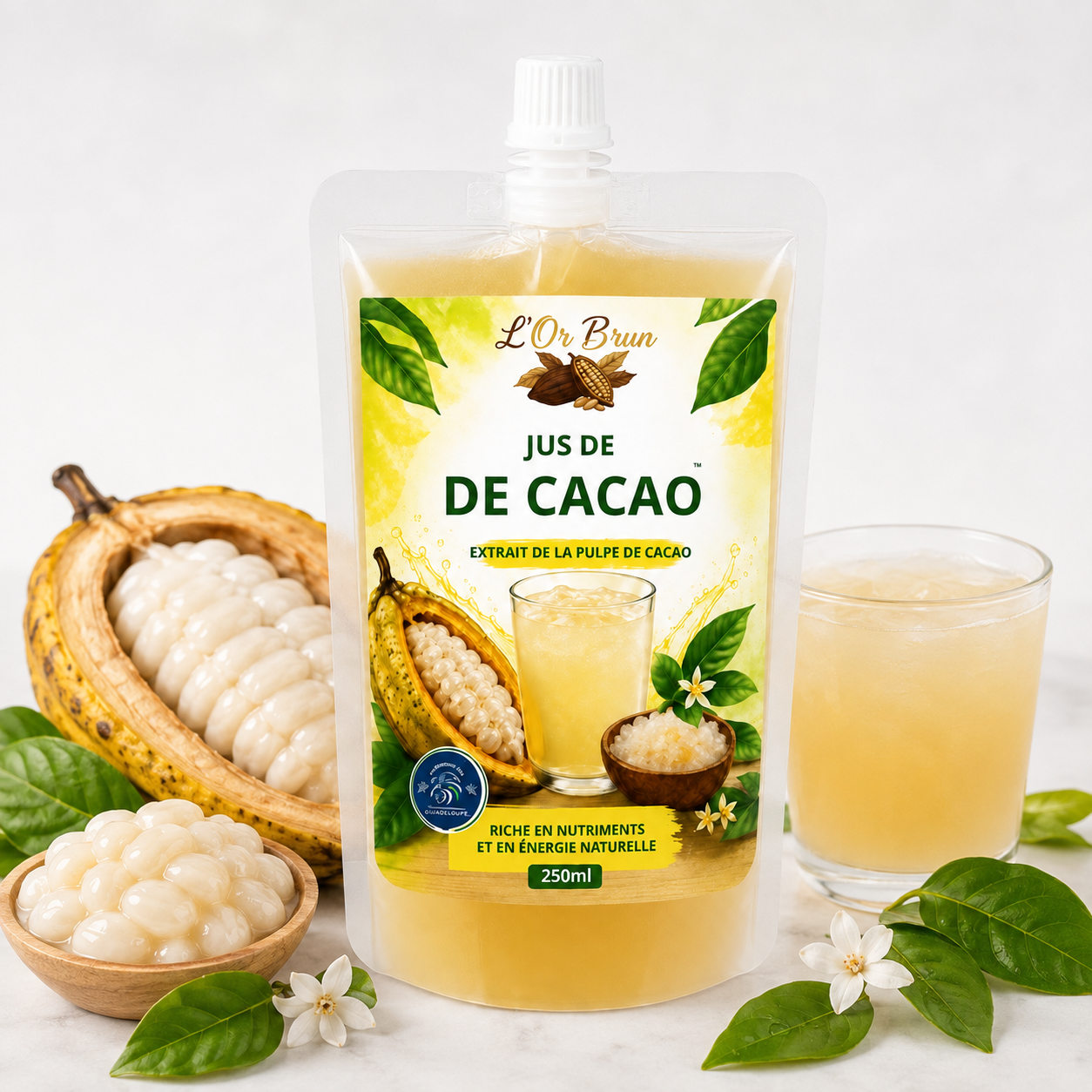 Verre de jus de cacao frais de la gamme KIC